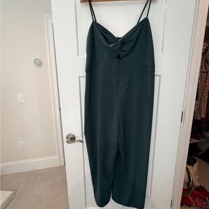 Abercrombie & Fitch Dark Green Spaghetti Strap Wide Leg Jumpsuit